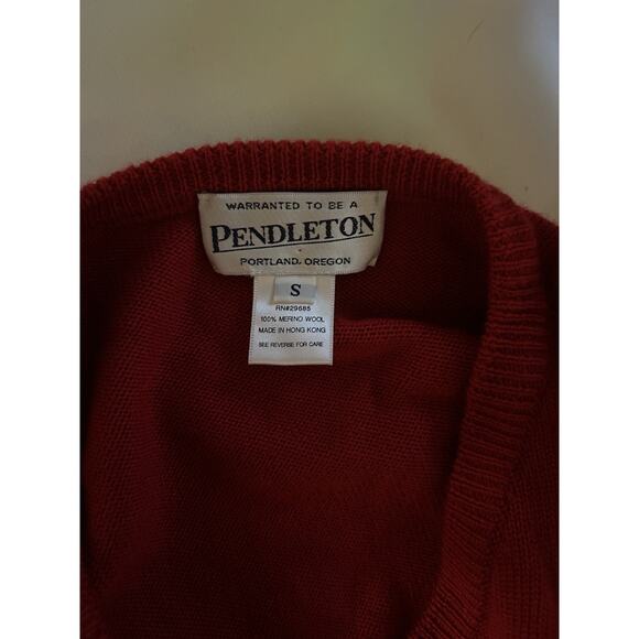 Pendleton Women Red Cardigan Sweater 100% Merino Wool Size S. Cozy holiday - Picture 7 of 7